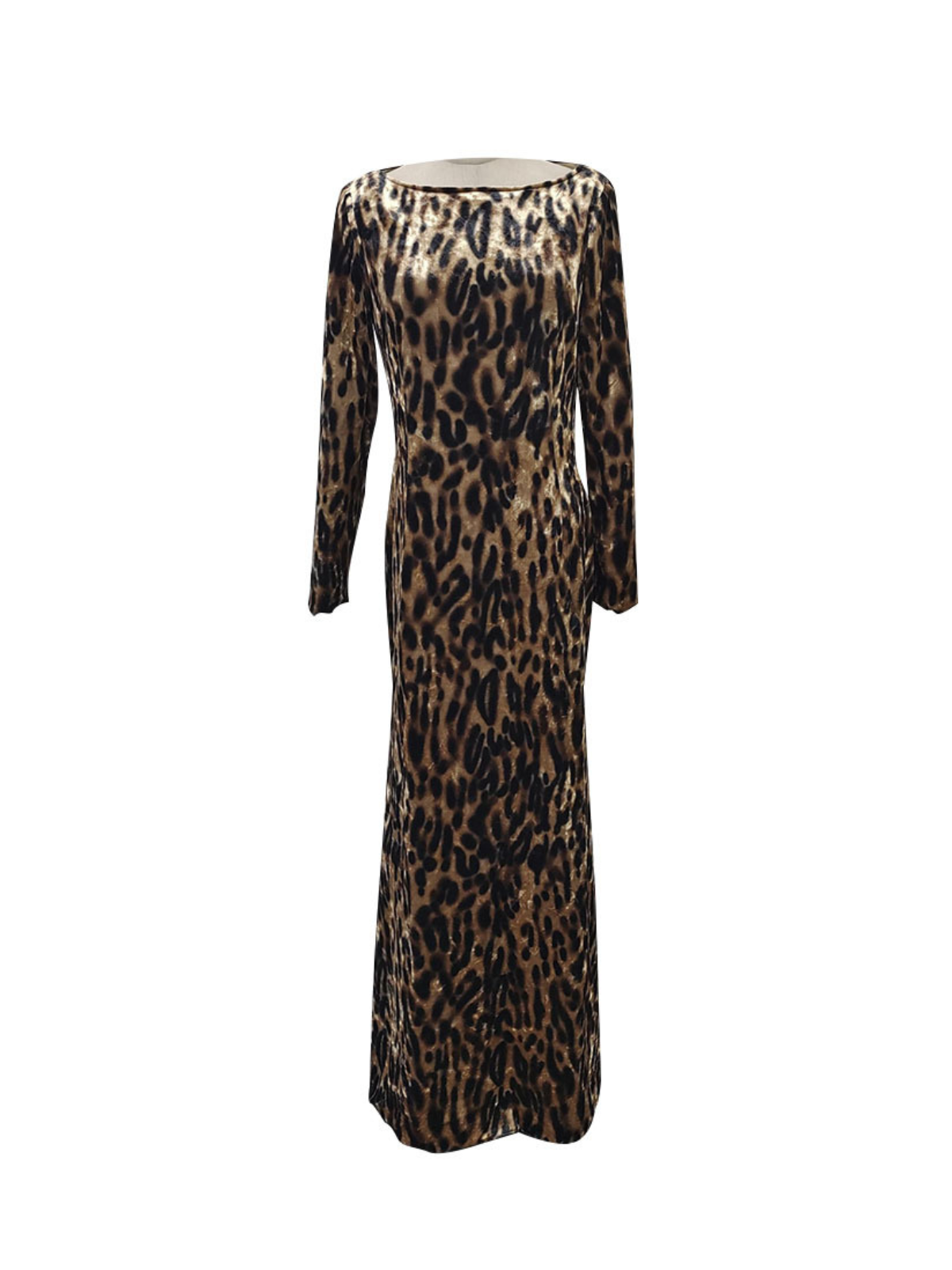 Quelyra Long Sleeve Leopard Maxi Dress