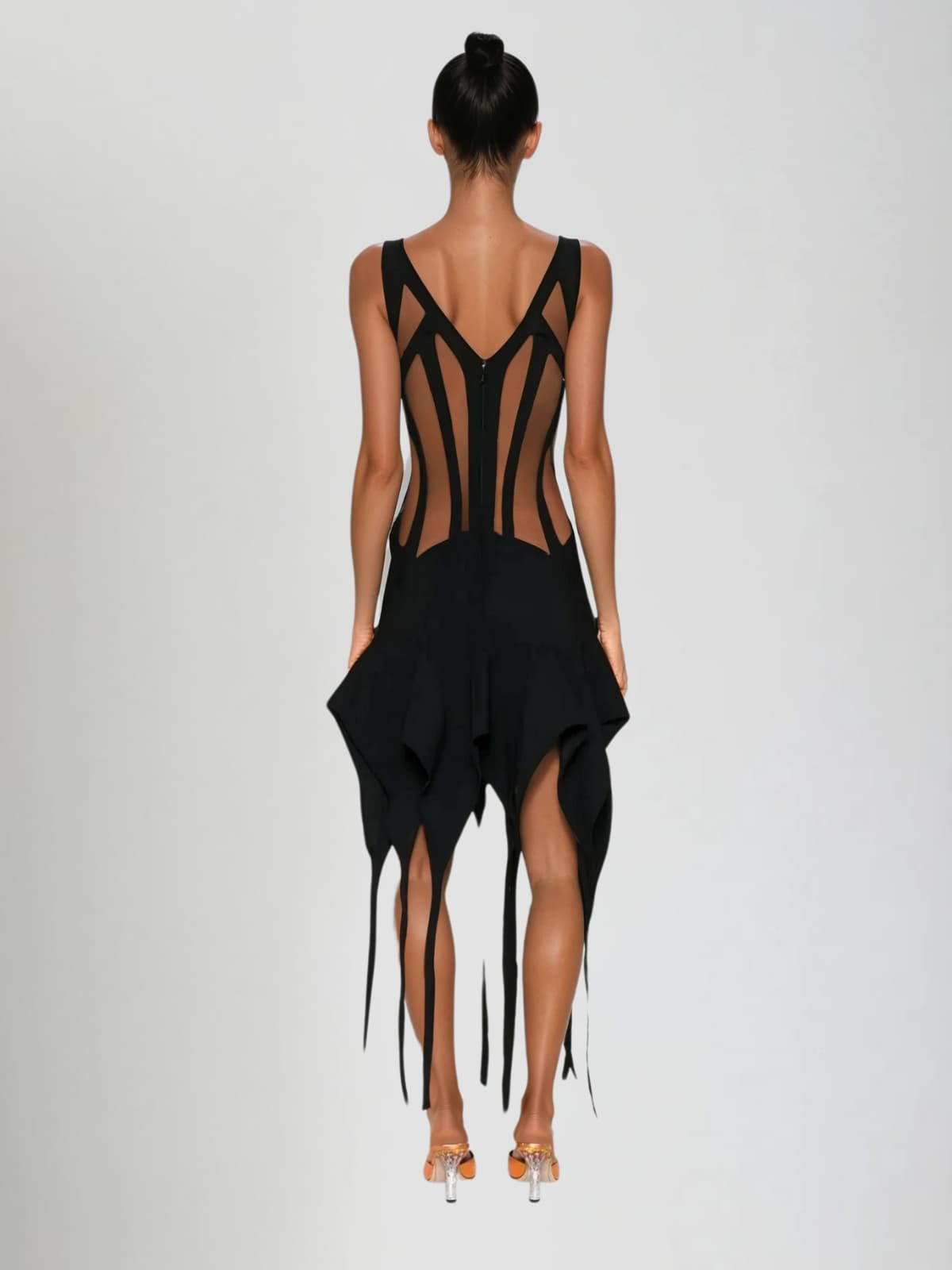 Quron Sleeveless Fringe Ruffle Mini Dress