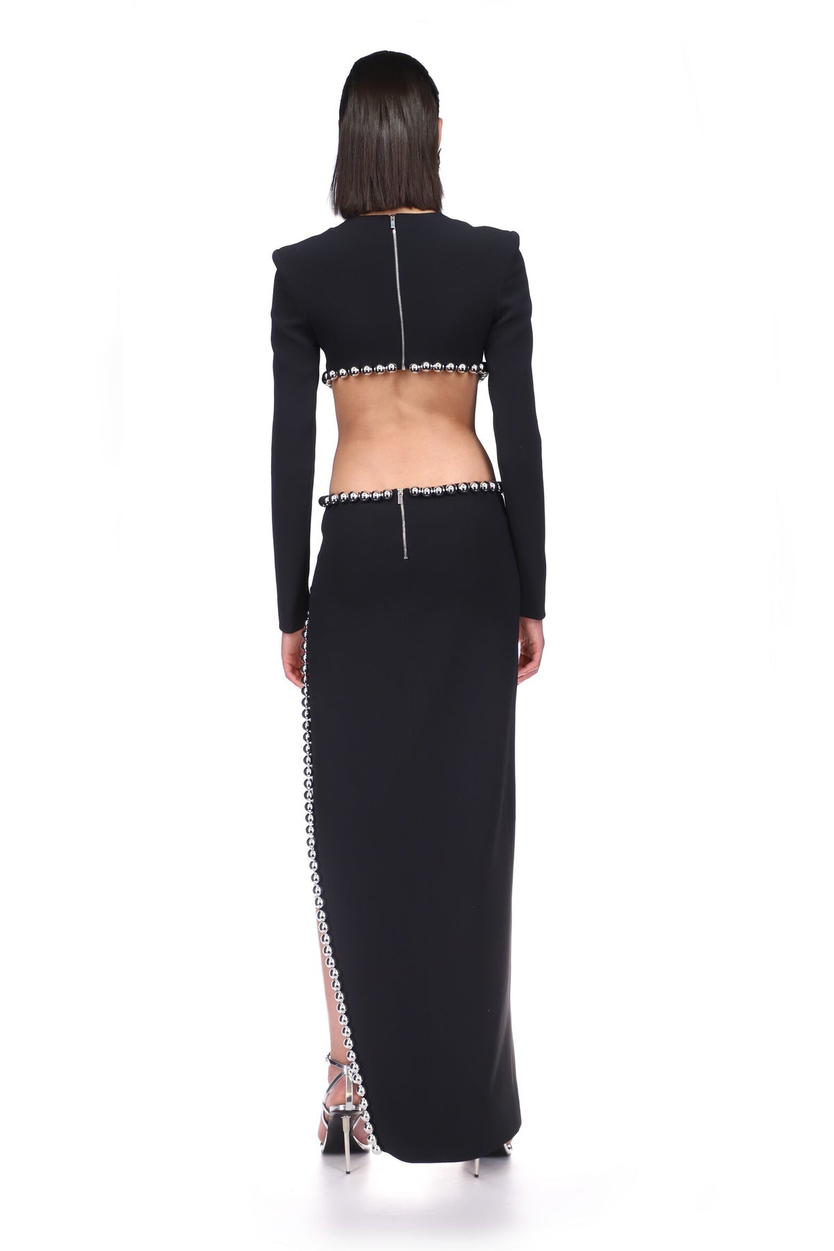 Metal Ball Chain Gown Dress-Black