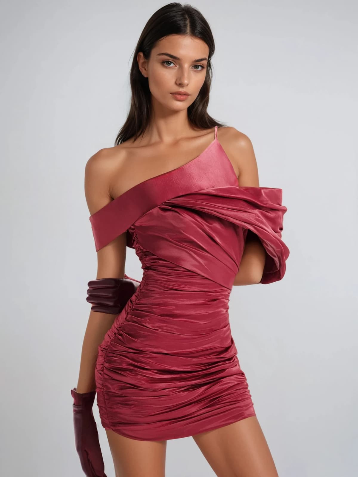Raelthis Off Shoulder Ruched Mini Dress