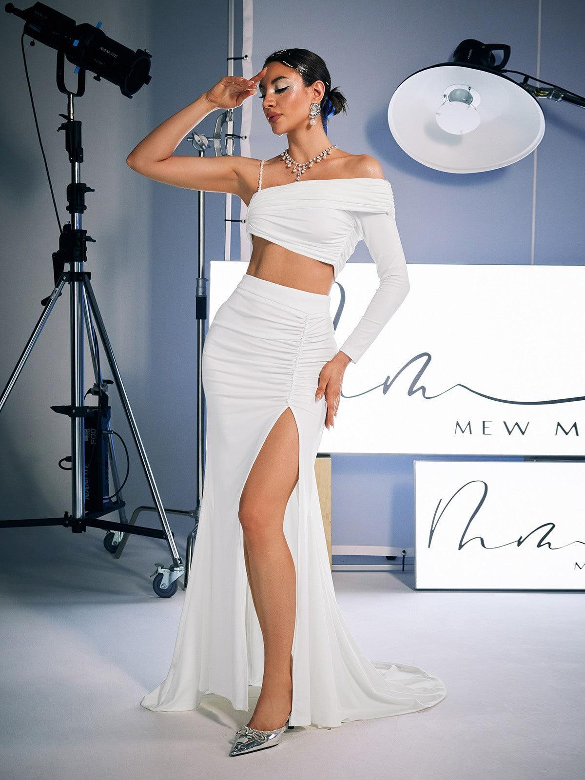 Raylan Ruched Split Skirt Set