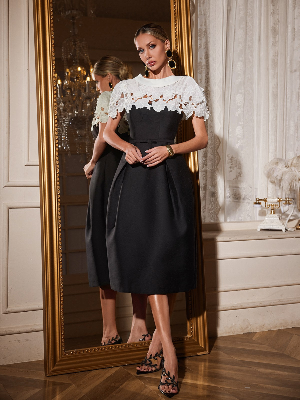 Reyra Floral Cutout Midi Dress