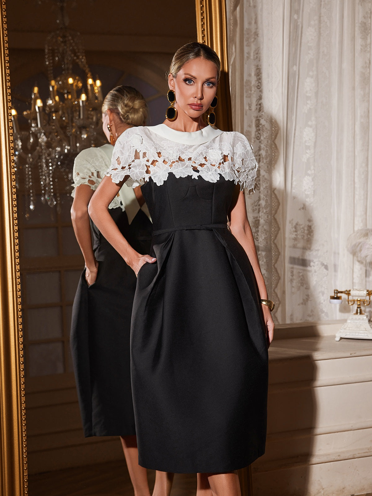 Reyra Floral Cutout Midi Dress