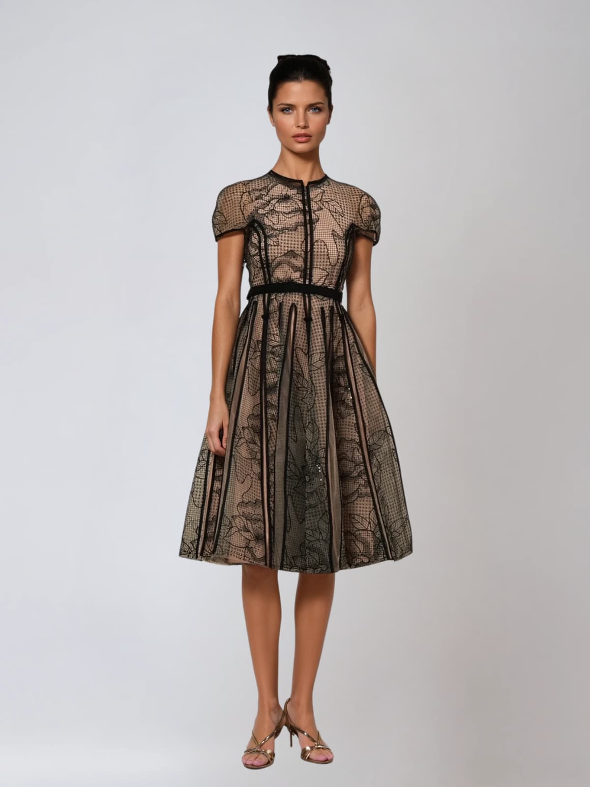 Rhaxma Floral Embroidered Midi Dress