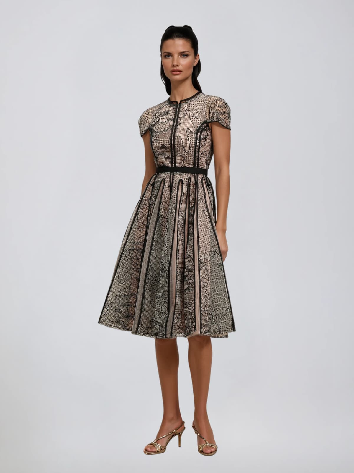 Rhaxma Floral Embroidered Midi Dress