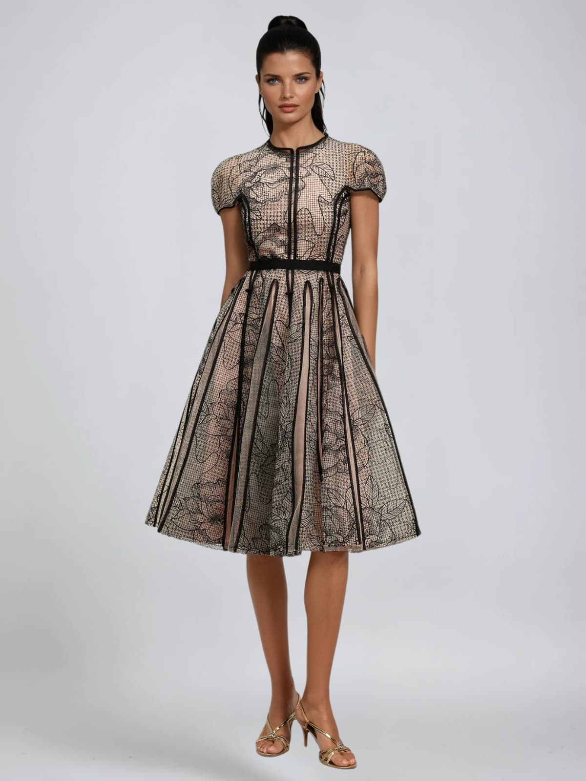 Rhaxma Floral Embroidered Midi Dress