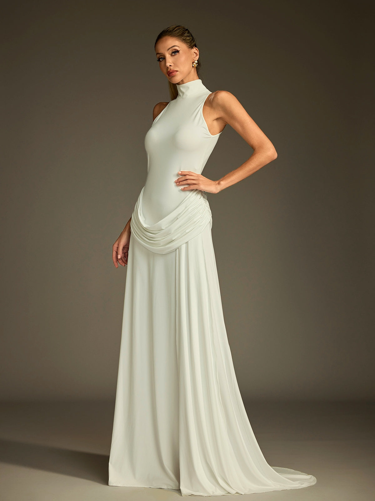 Rhiannon High Neck Split Maxi Dress