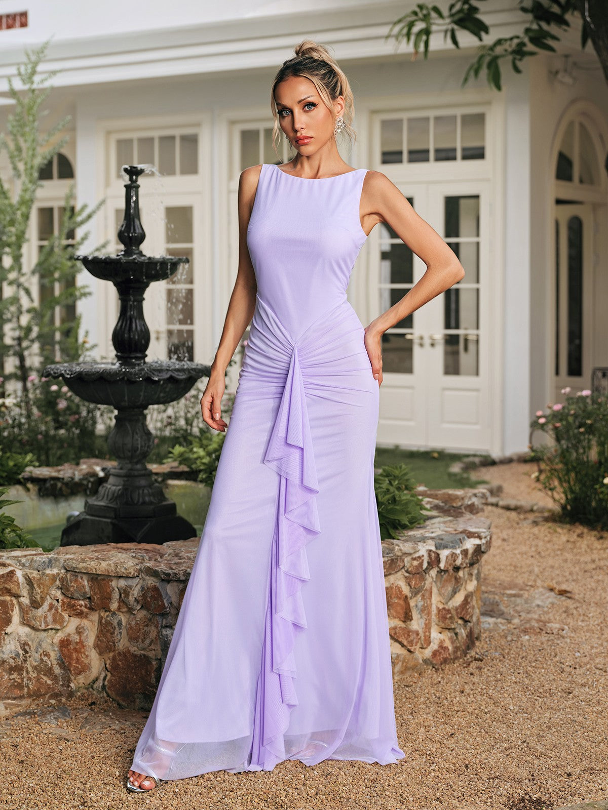 Ricarda Sleeveless Ruched Maxi Dress