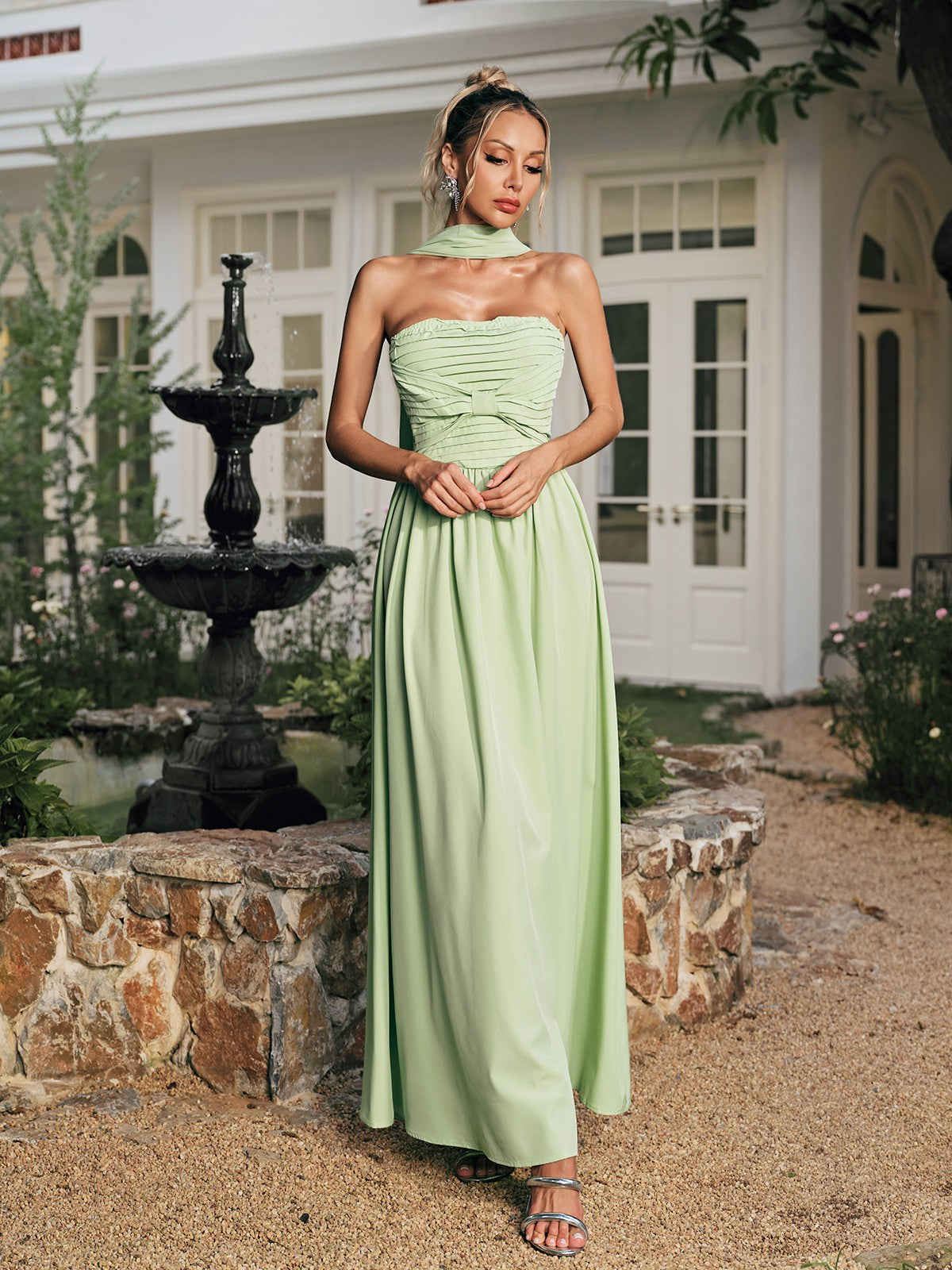 Ridha Ruched Scarf Maxi Dress