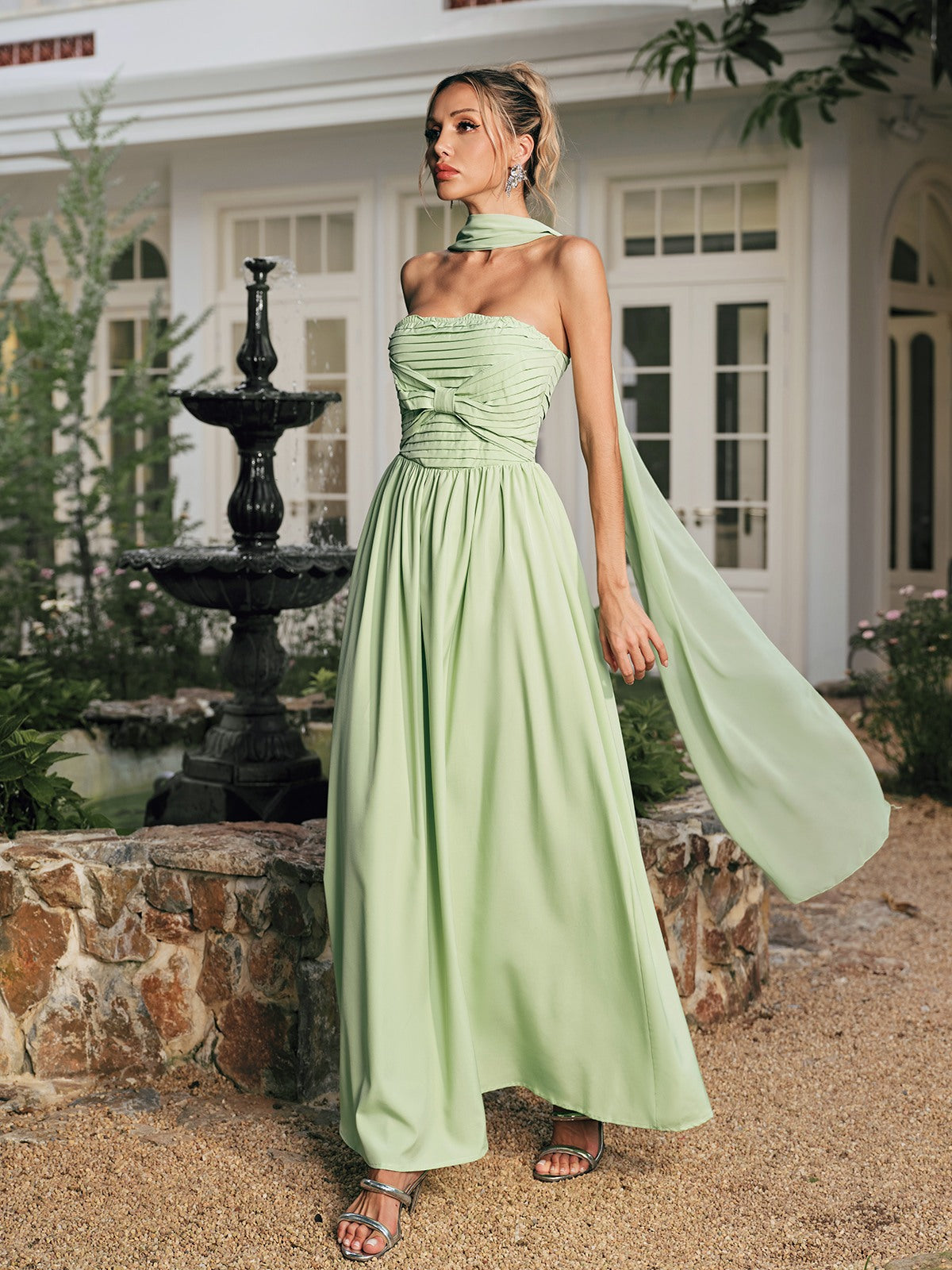Ridha Ruched Scarf Maxi Dress