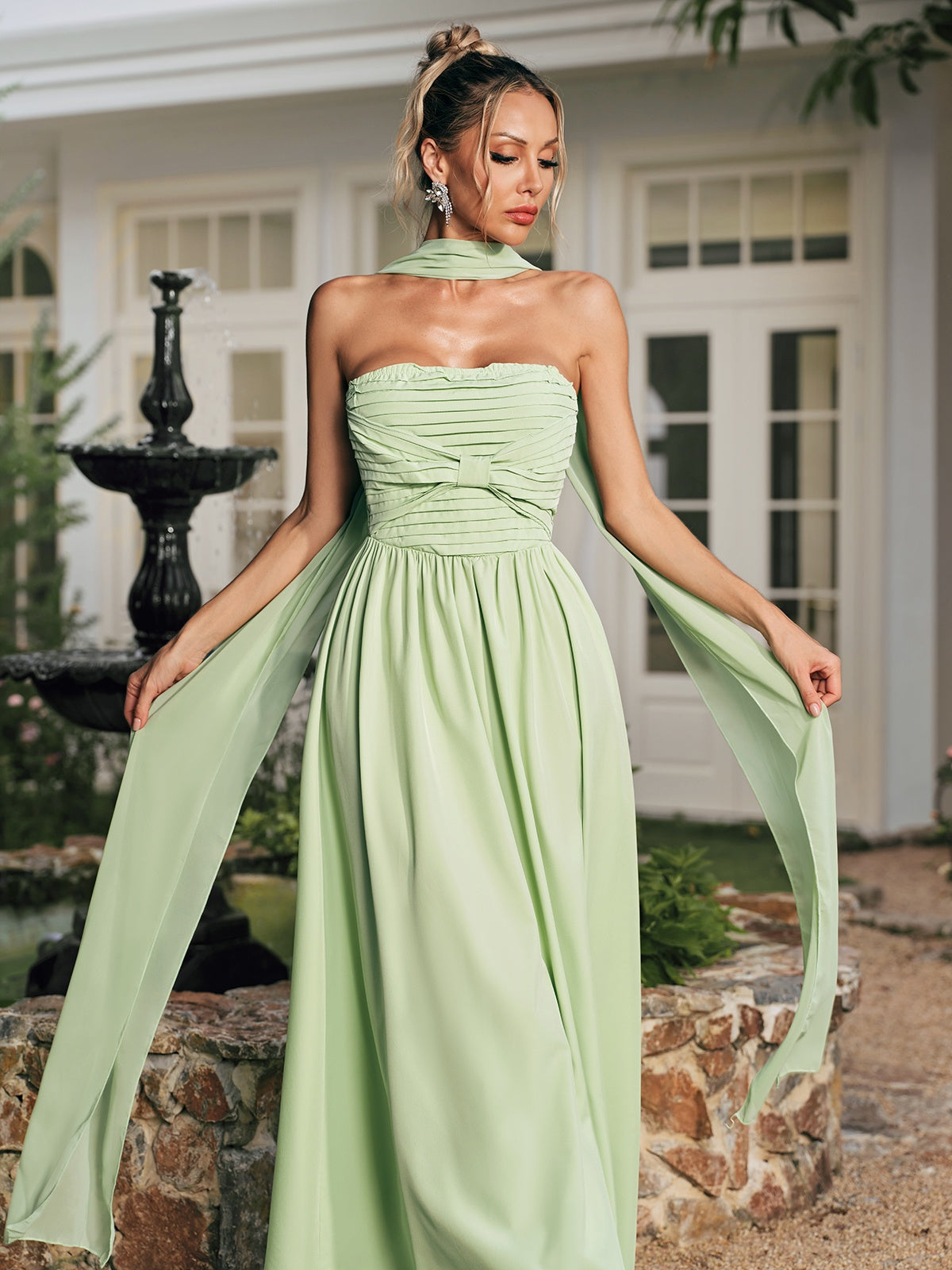 Ridha Ruched Scarf Maxi Dress