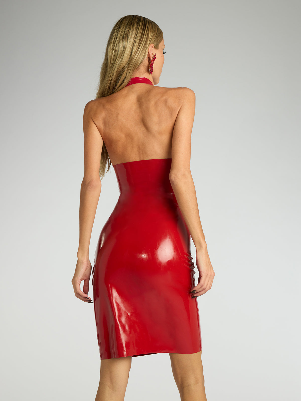 Riyeko Halterneck Latex Mini Dress