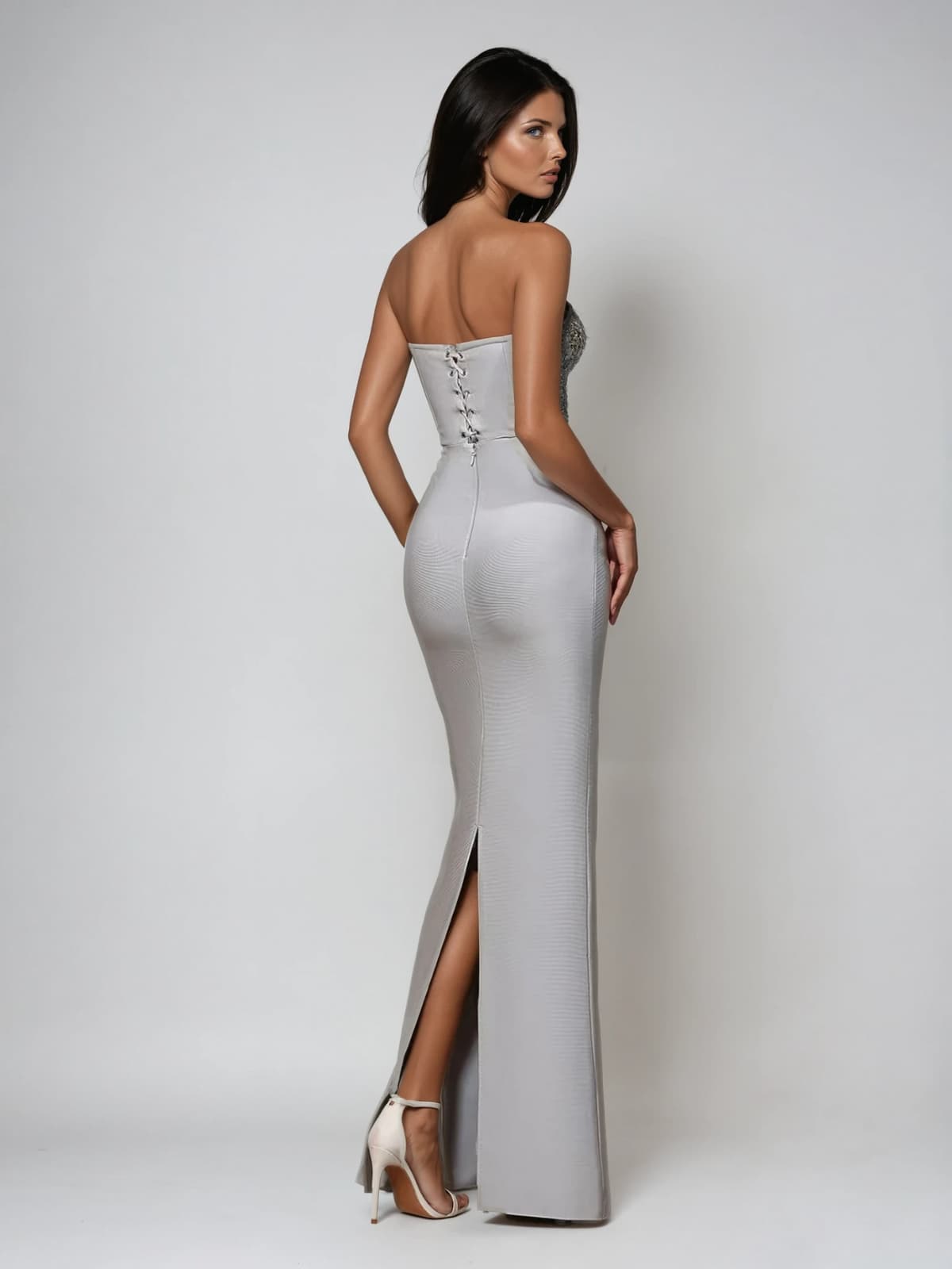 Ryriel Strapless Rhinestone Bandage Maxi Dress