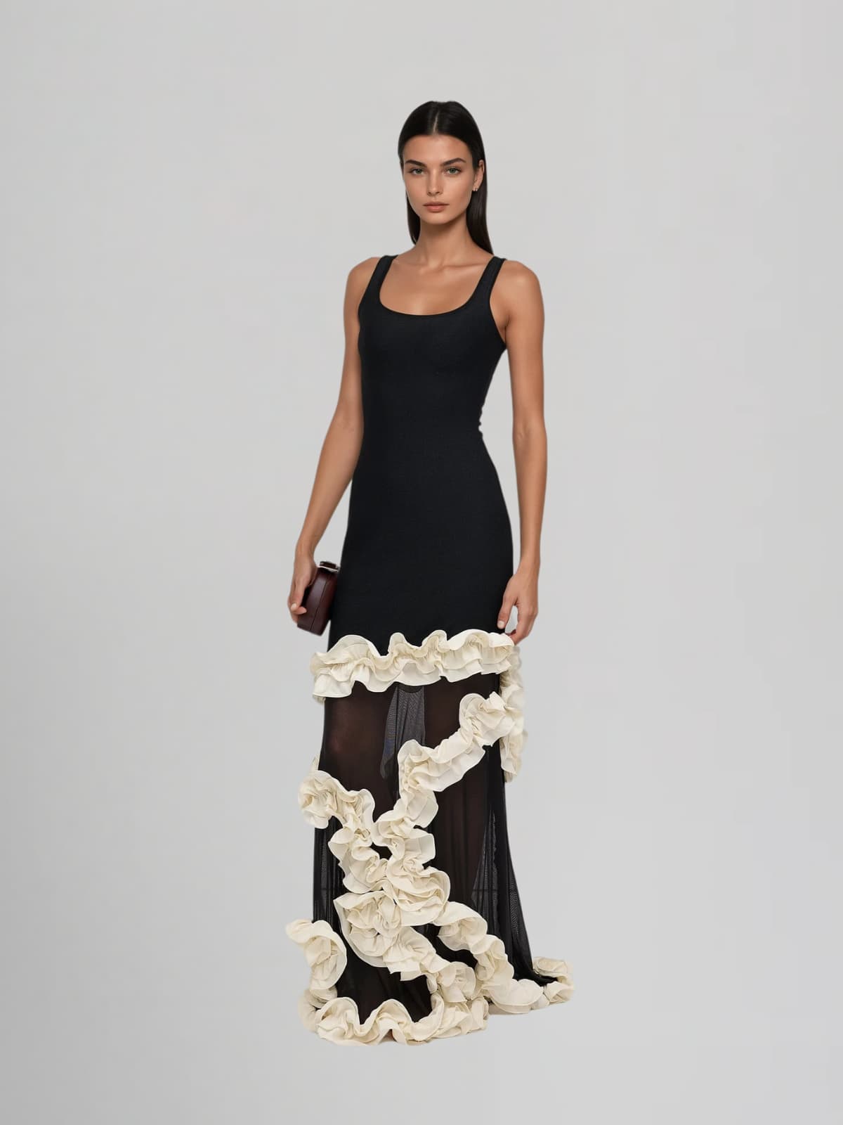 Ryronix Flower Trimmed Bandage Maxi Dress