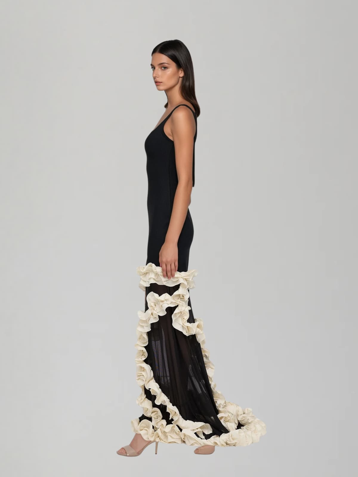 Ryronix Flower Trimmed Bandage Maxi Dress