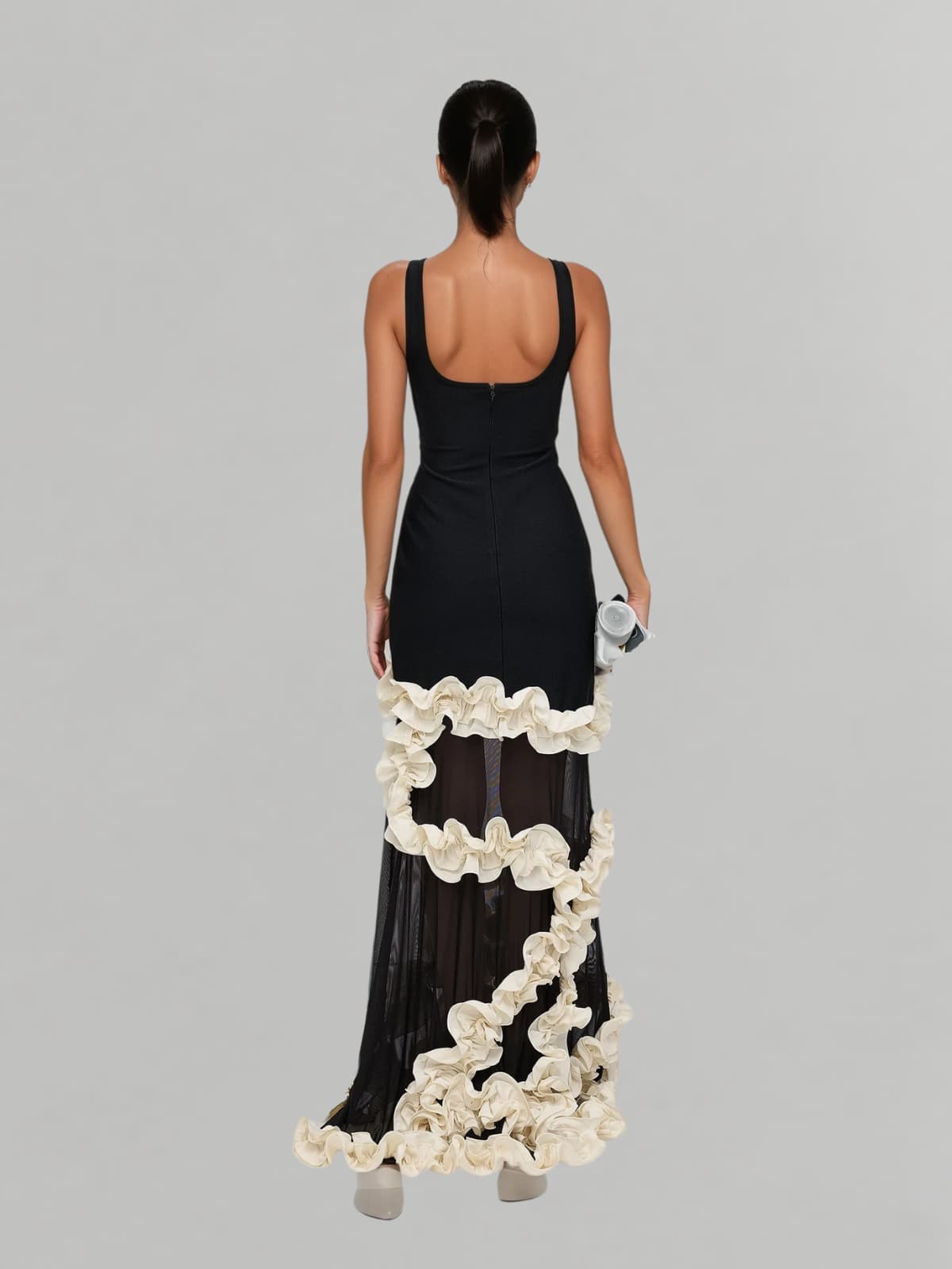 Ryronix Flower Trimmed Bandage Maxi Dress
