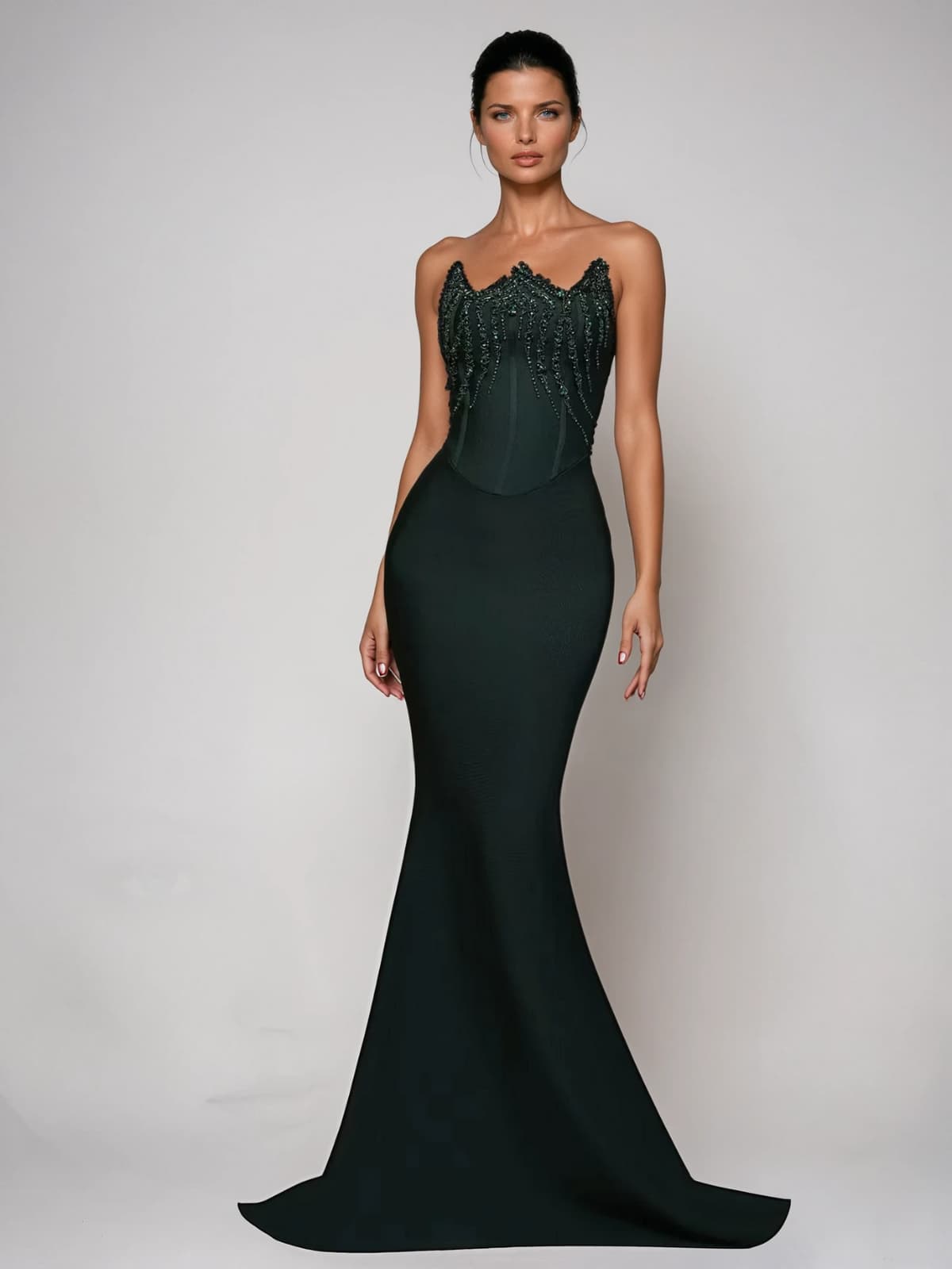 Ryronth Strapless Crystal Bandage Maxi Dress
