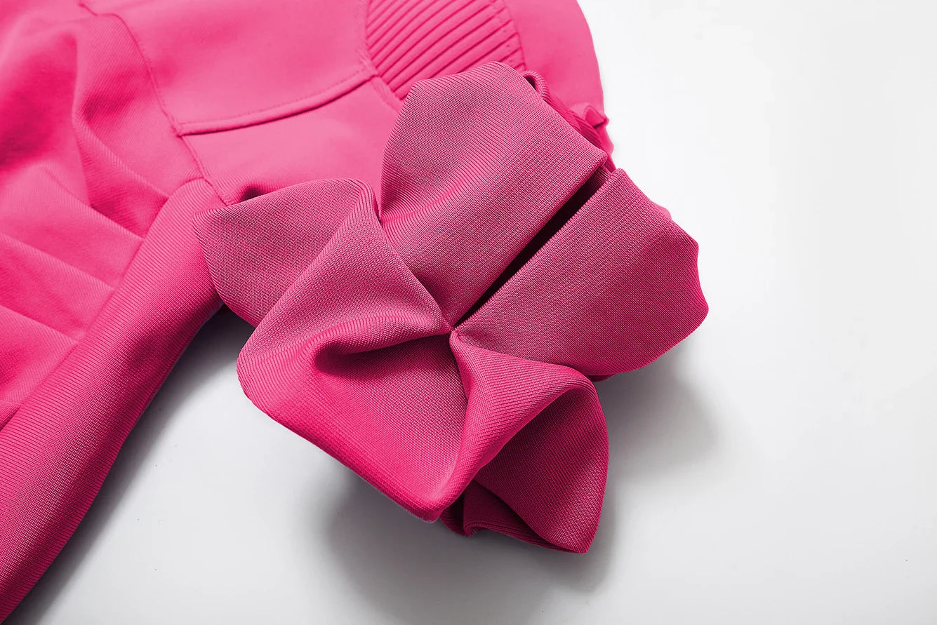 Alyia Puff Sleeve Ruffle Bandage Skirt