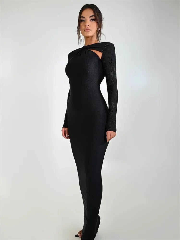 Tight Long Sleeve Stitching Dress