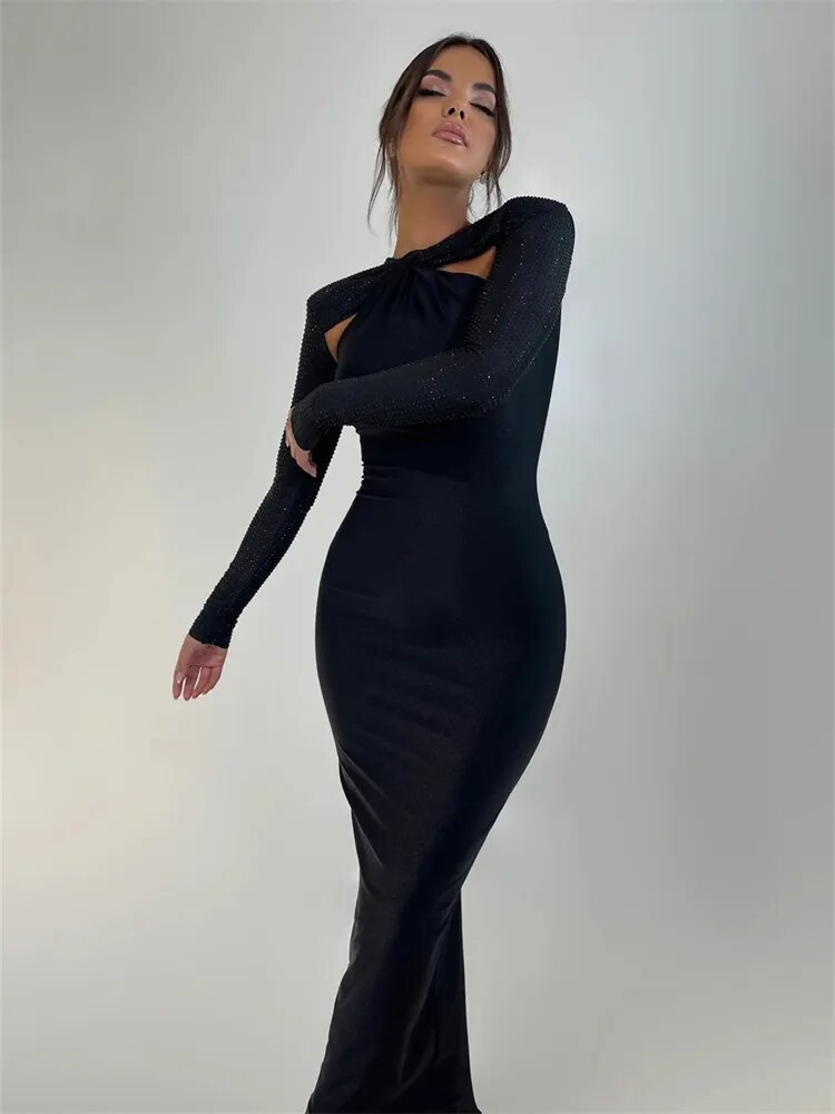 Tight Long Sleeve Stitching Dress