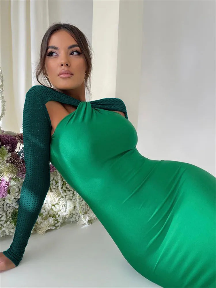 Tight Long Sleeve Stitching Dress