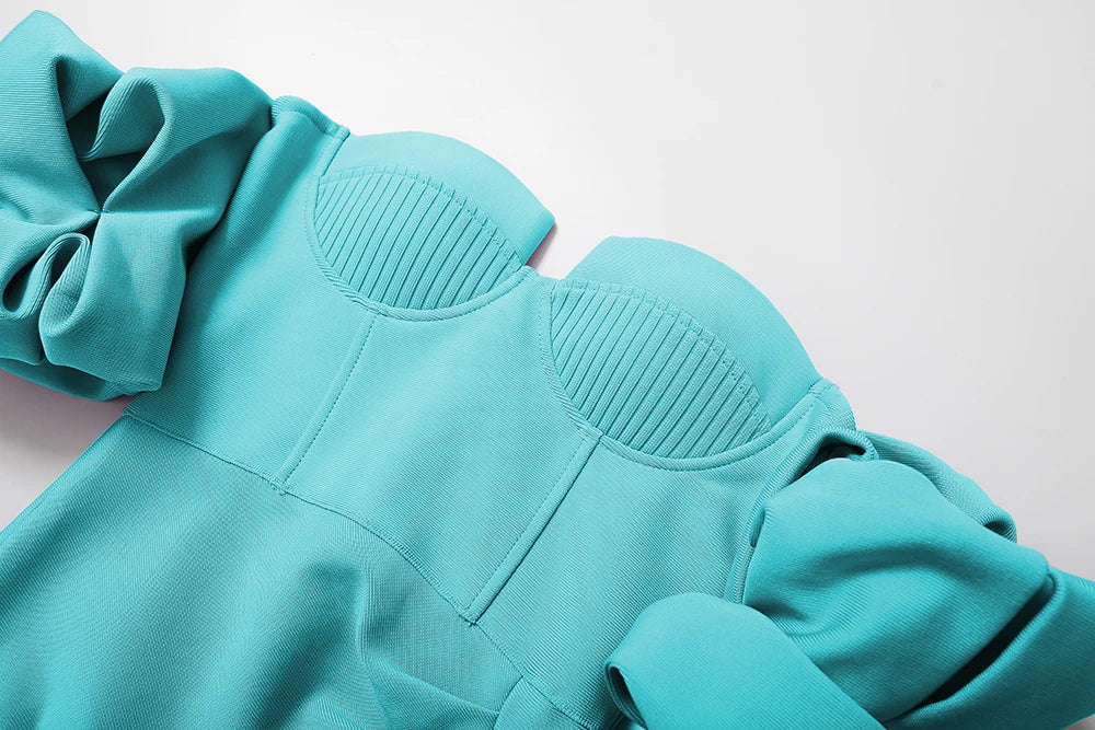 Alyia Puff Sleeve Ruffle Bandage Skirt
