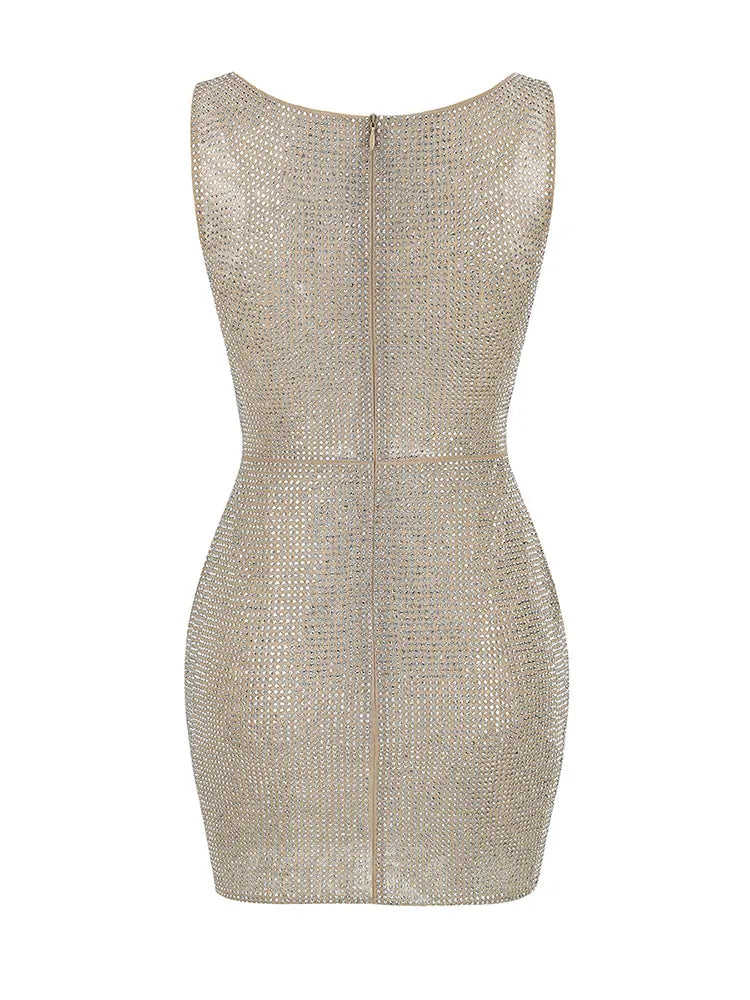 Multi Dime Hollow Hot Drilling Cutout Dress