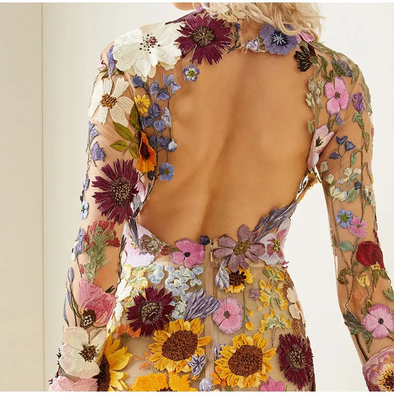 Multi Dime Flower Sheath Dress