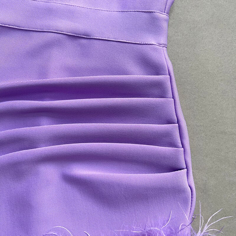 Metal Strap Feather Bandage Dress