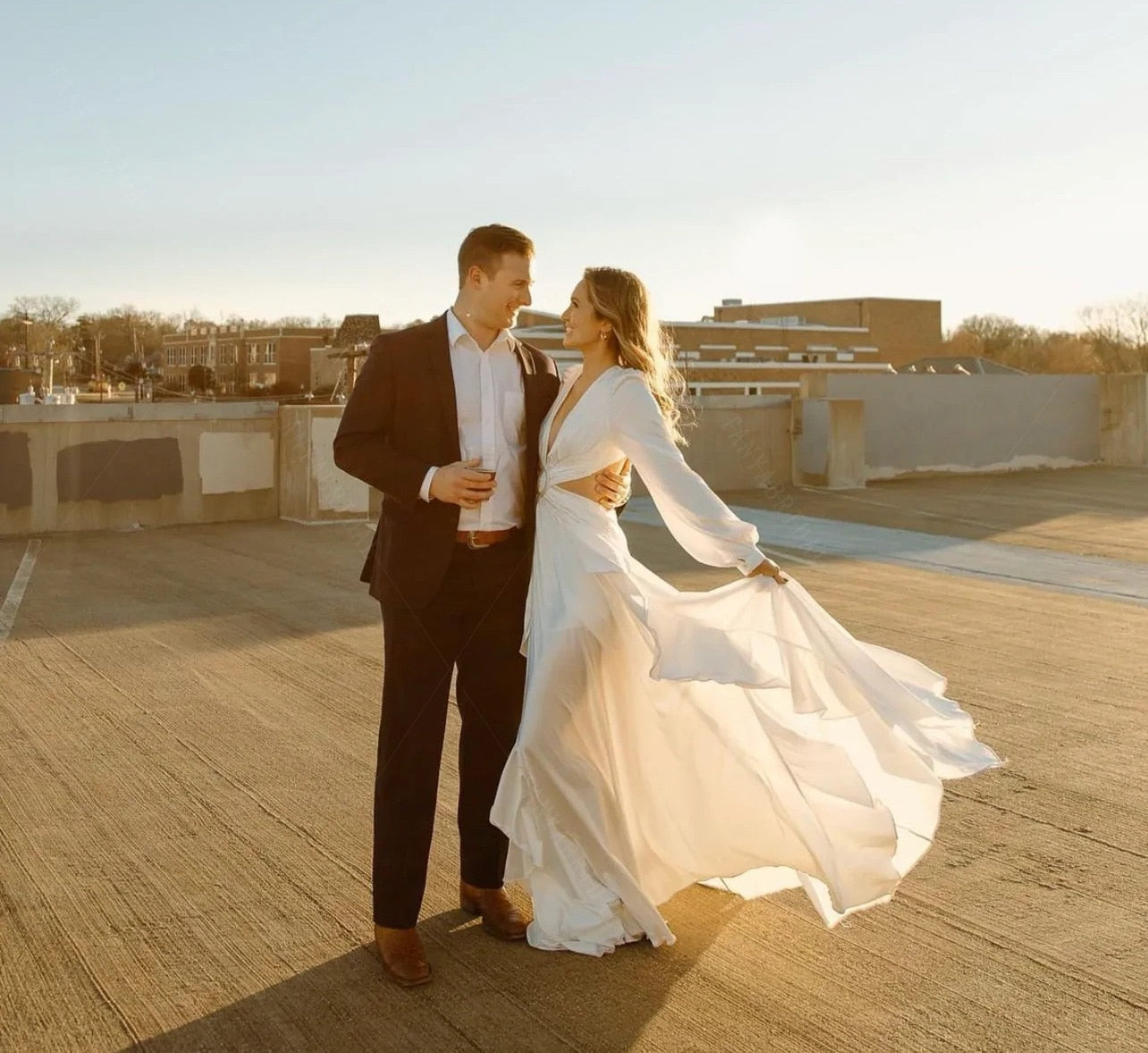 Selly V-Neck Summer Cutout Wedding Dress