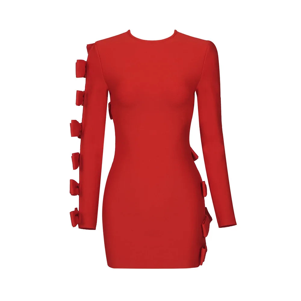 Asymmetric Cutout Hollow Bow Mini Dress