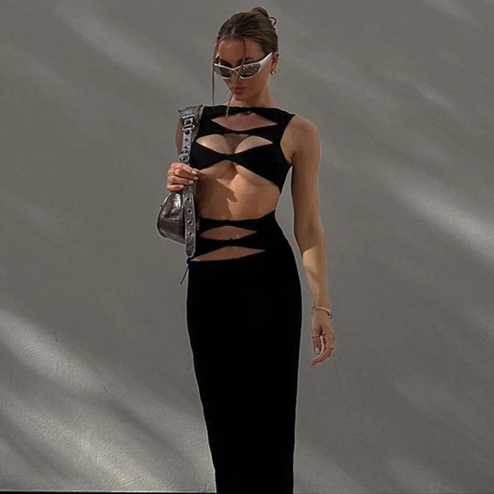 CHARMING CUTOUT ELITE HOLLOW DRESS