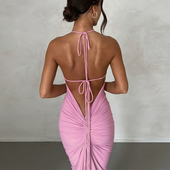 Halter Sexy Backless Slim Dress