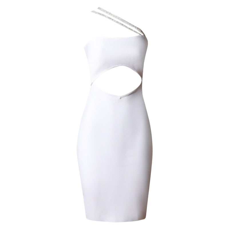 Cutout Slanted Shoulder Tube Top Dress