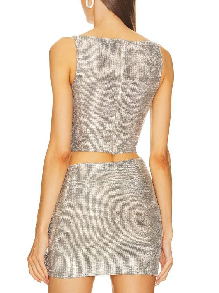 Chic Elegant Flowers Rhinestone Dress