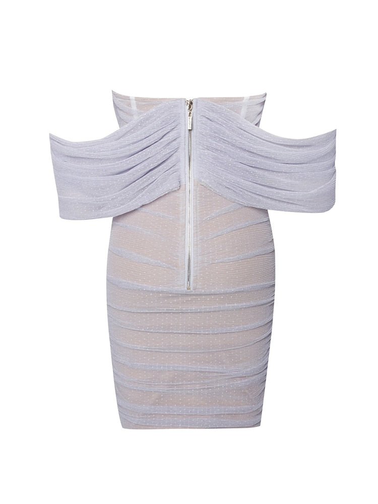 Off-the-shoulder Waist Tulle Dress