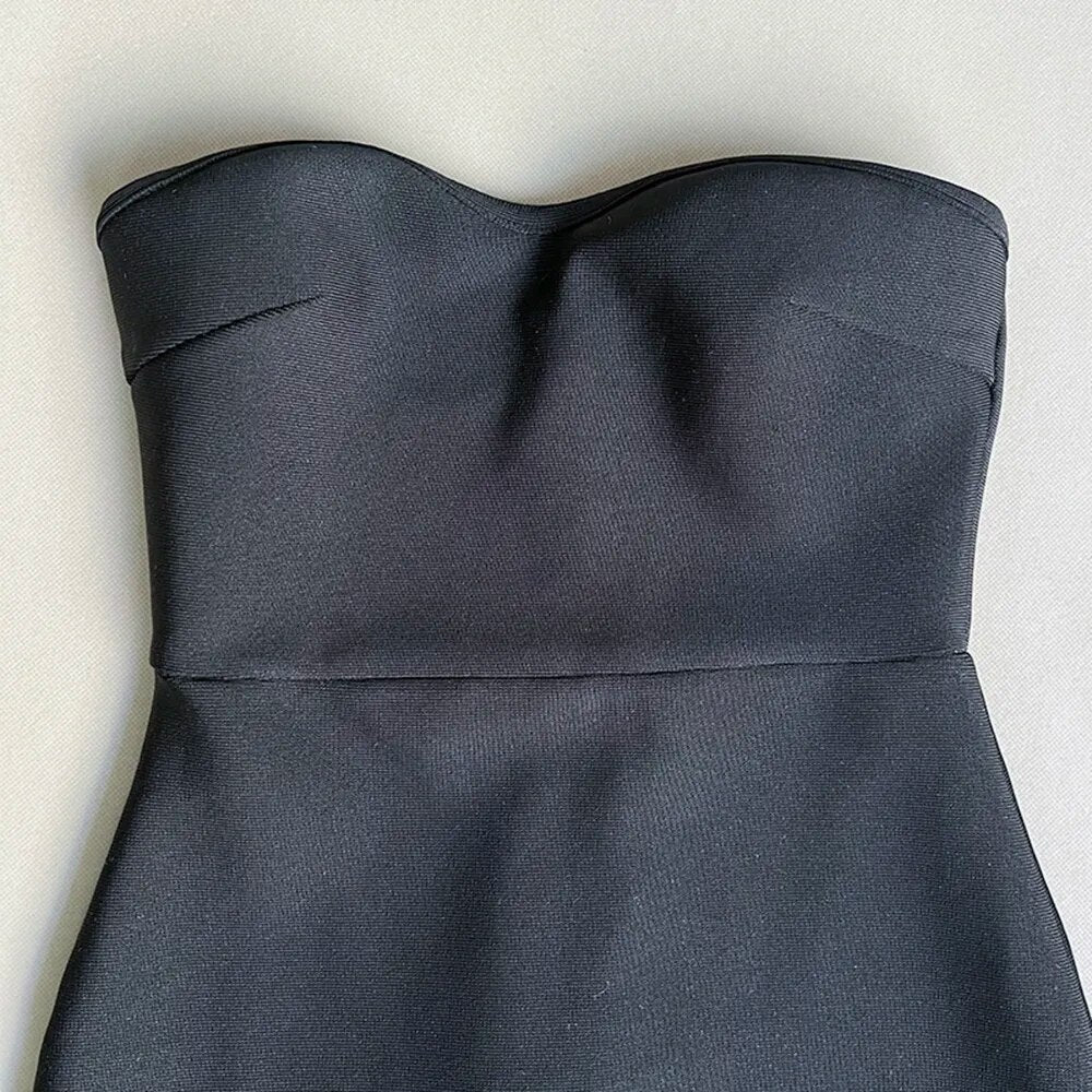 Seliya Slit Strapless chain Bandage Dress