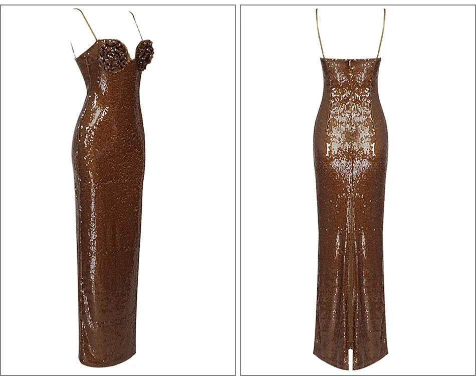 Champagne Gold Sequin Celeb Dress