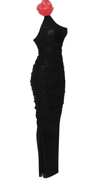 Chic Halter Backless Mesh Dress
