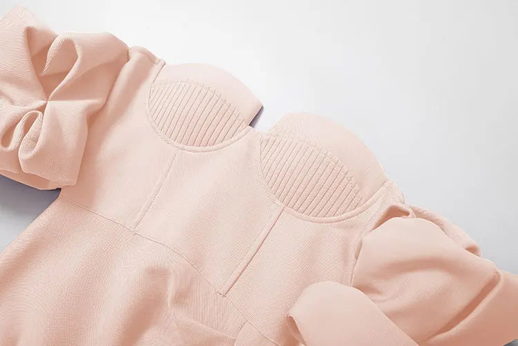 Alyia Puff Sleeve Ruffle Bandage Skirt