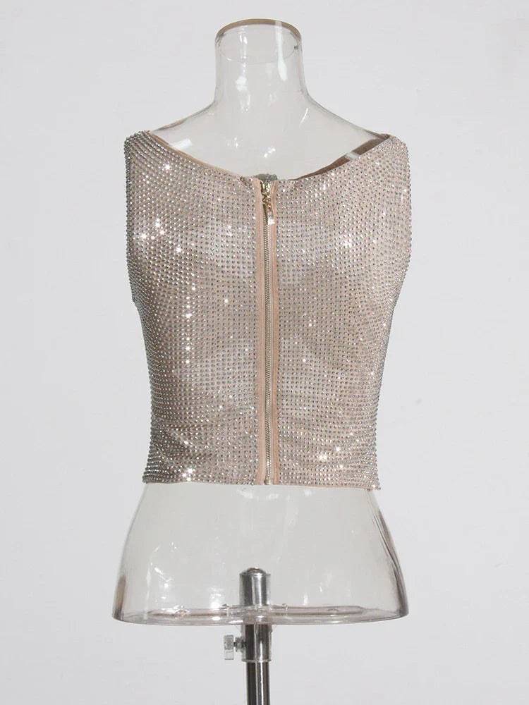 Chic Elegant Flowers Rhinestone Dress