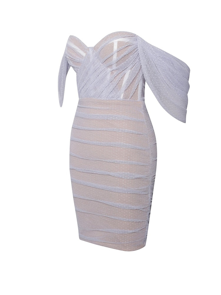 Off-the-shoulder Waist Tulle Dress