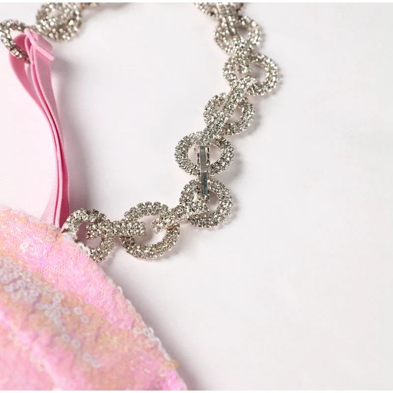 Gorgeous Fur Belt Sequin Slip Dress