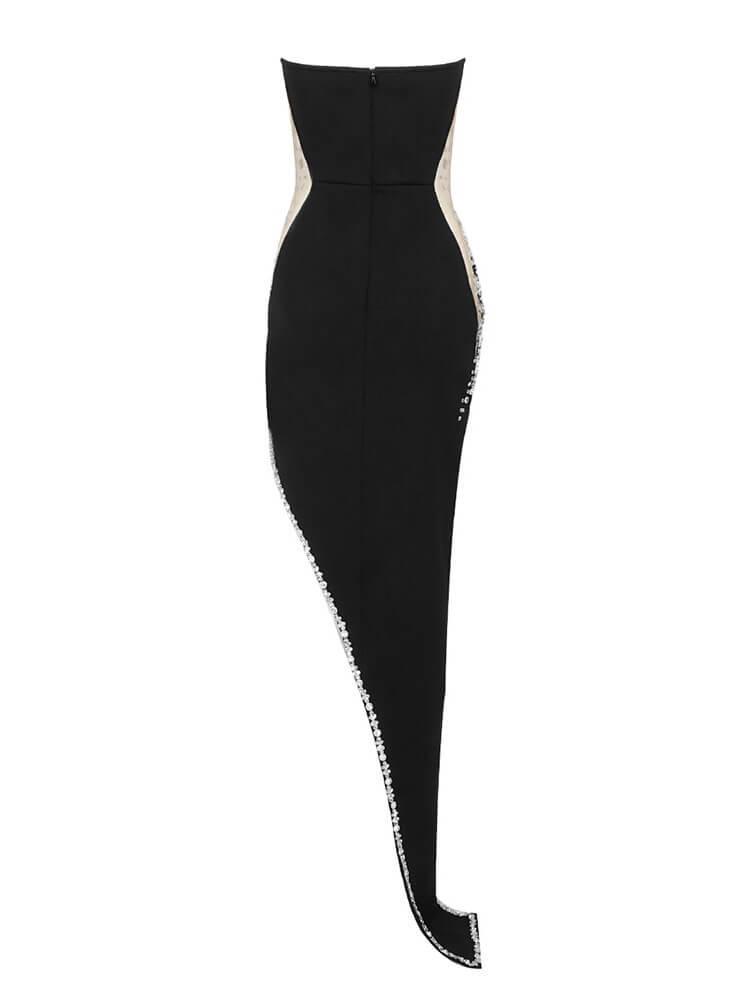 ALYIA STRAPLESS EMBELLISHED BANDAGE DRESS