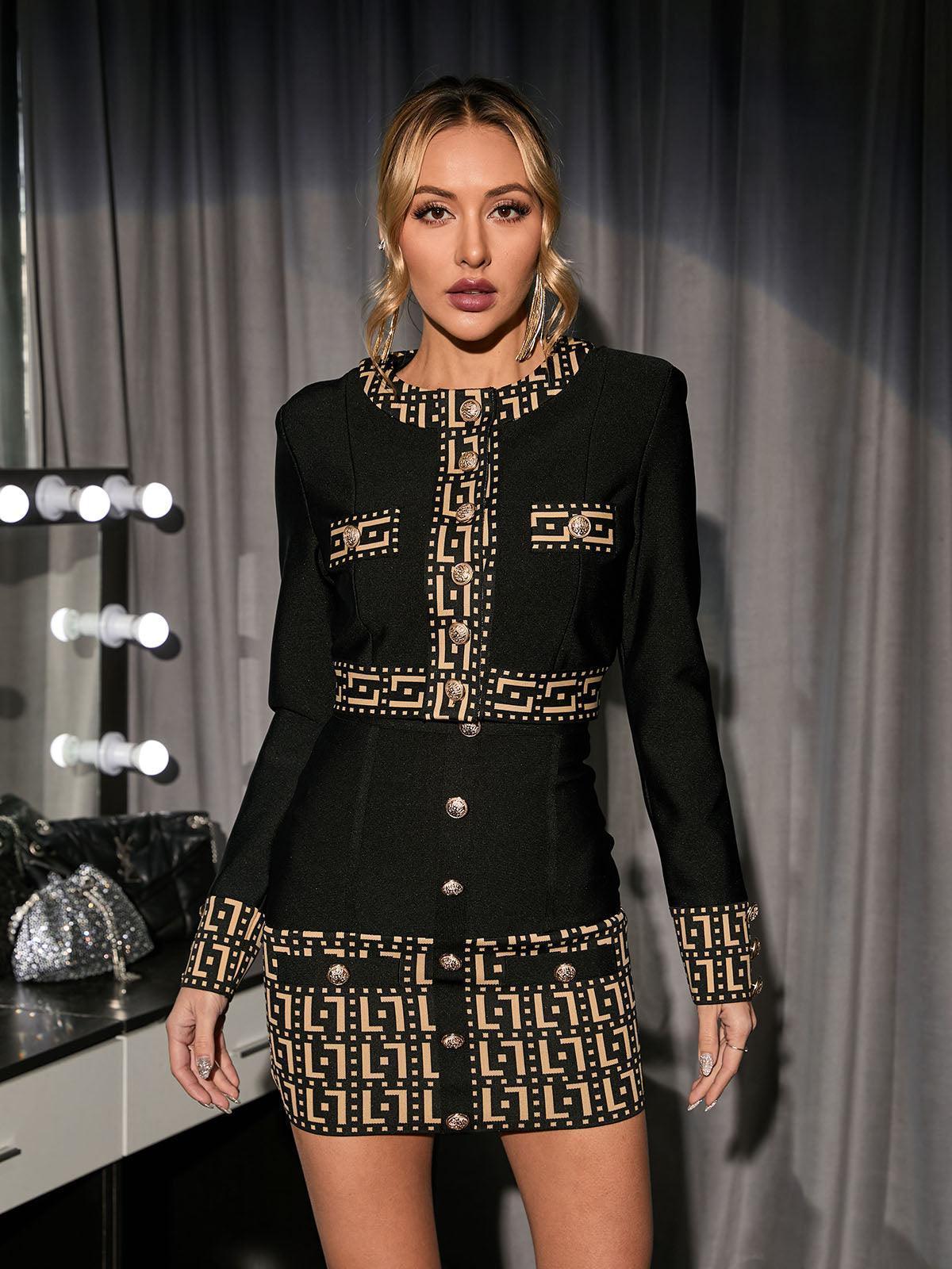 Sade Printed Button Bandage Set