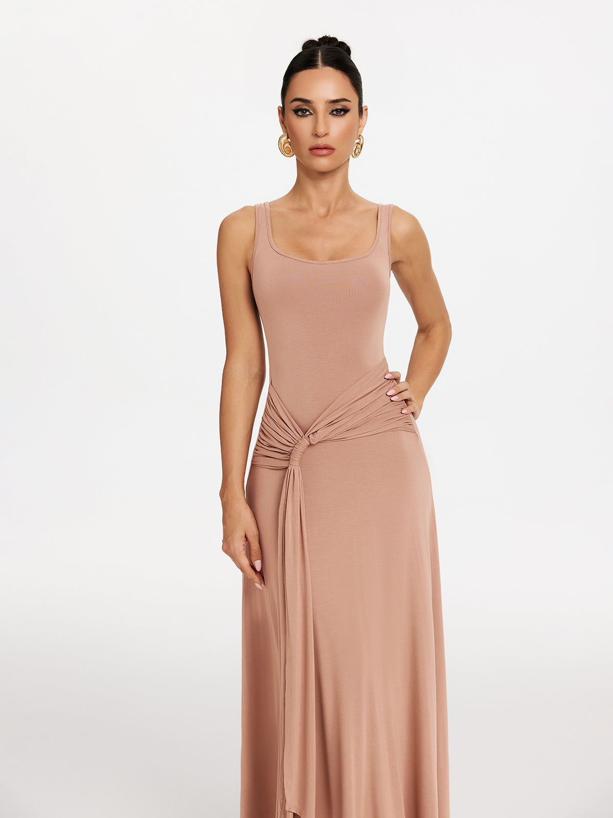 Saeldrin Spaghetti Draped Maxi Dress