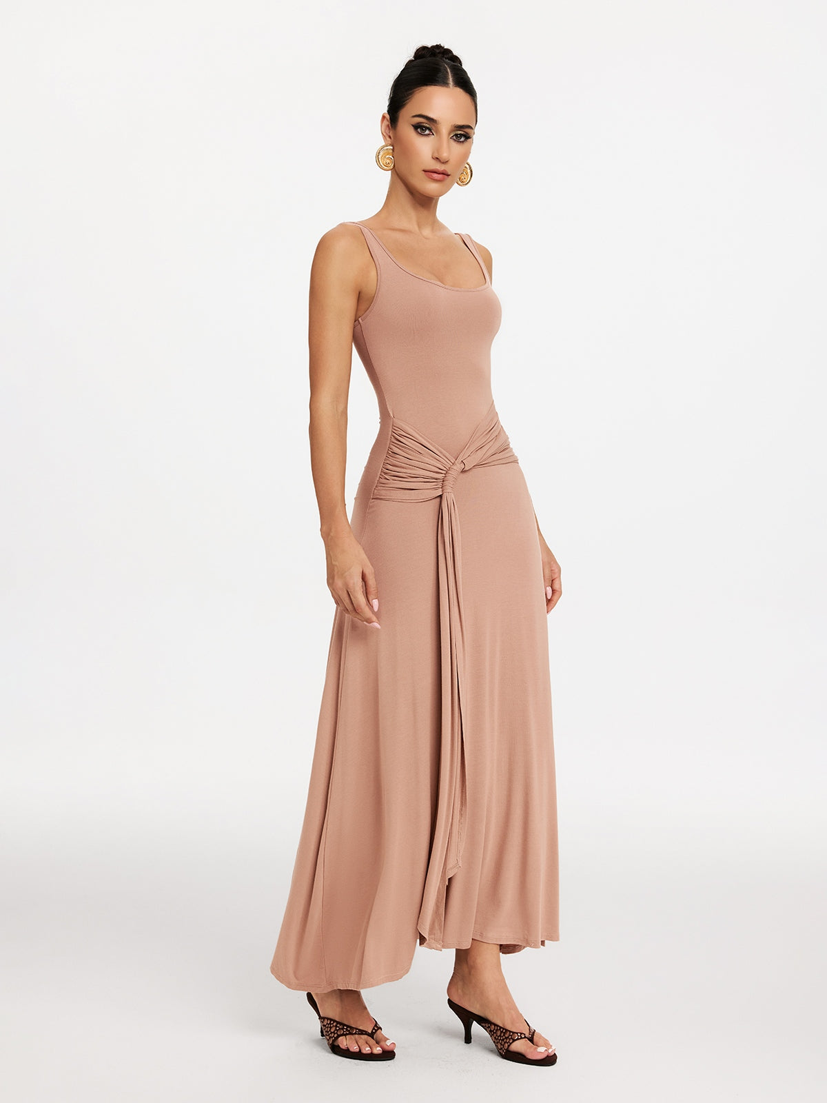 Saeldrin Spaghetti Draped Maxi Dress