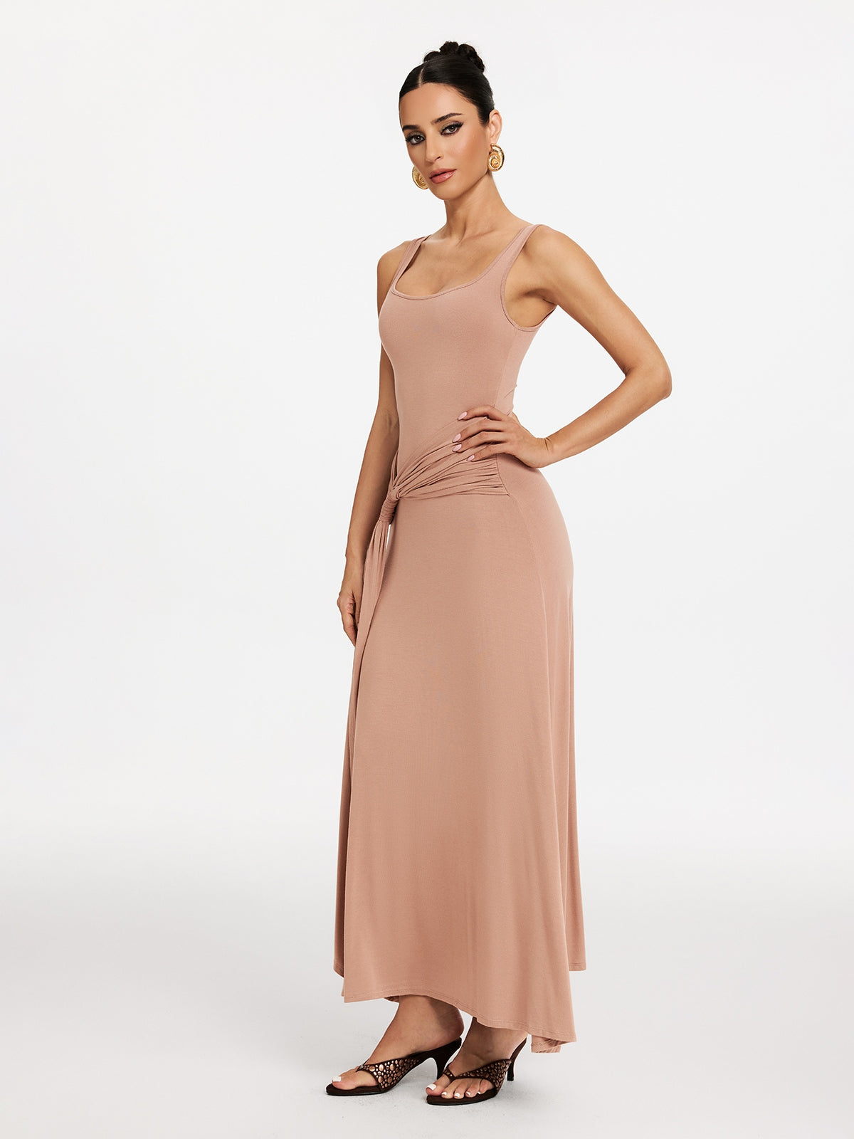 Saeldrin Spaghetti Draped Maxi Dress