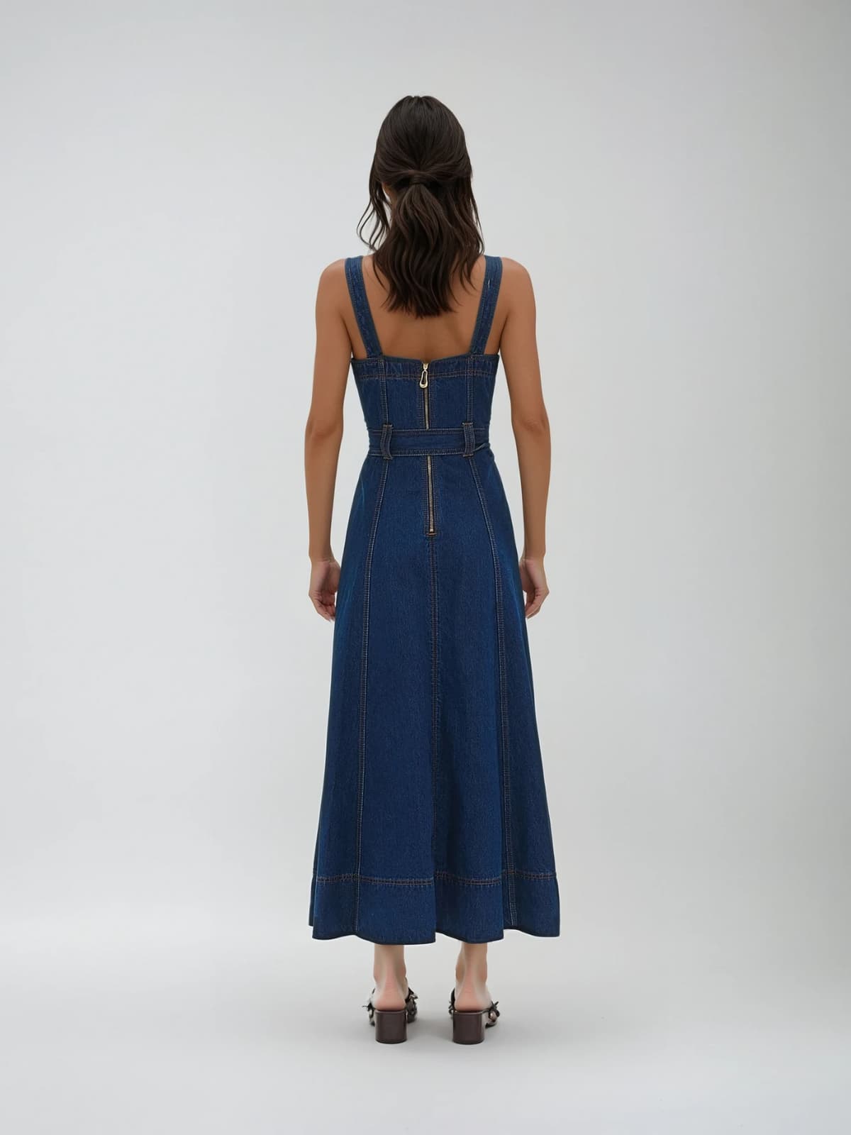 Saelys Tie Up Denim Midi Dress