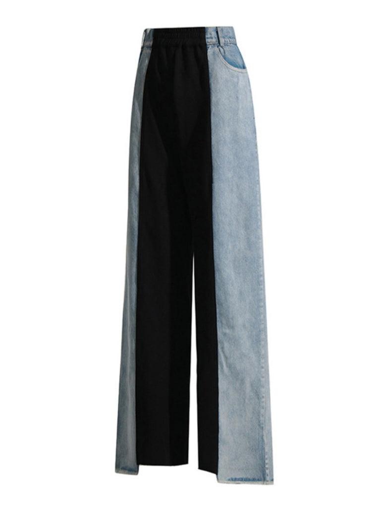 Sagera Patchwork Contrast Color Denim Pants
